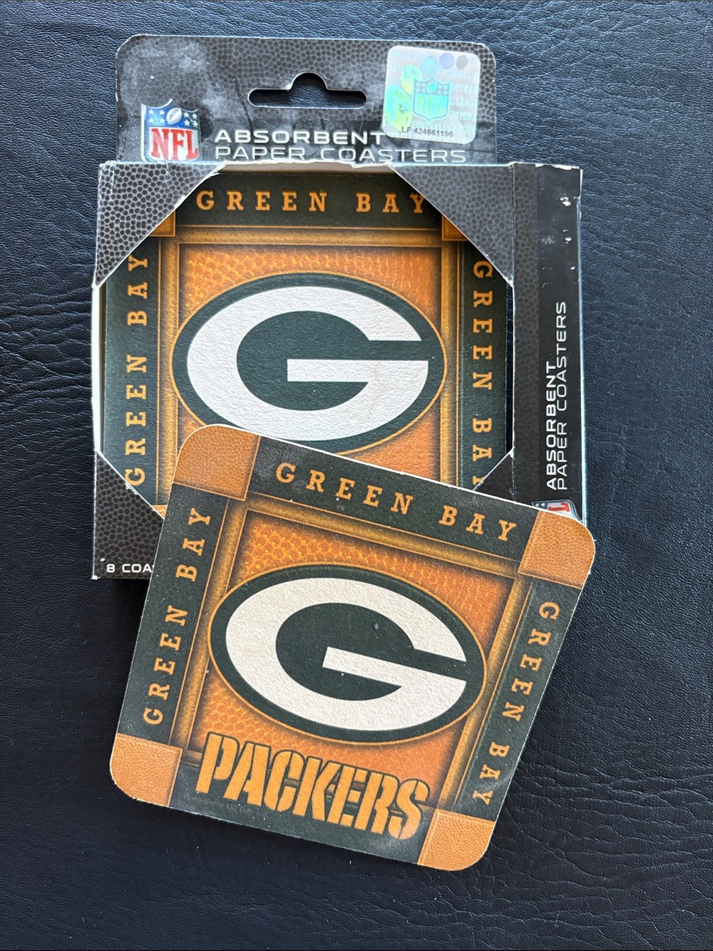 Green Bay Packers Orange and Green Team Paper Coasters
